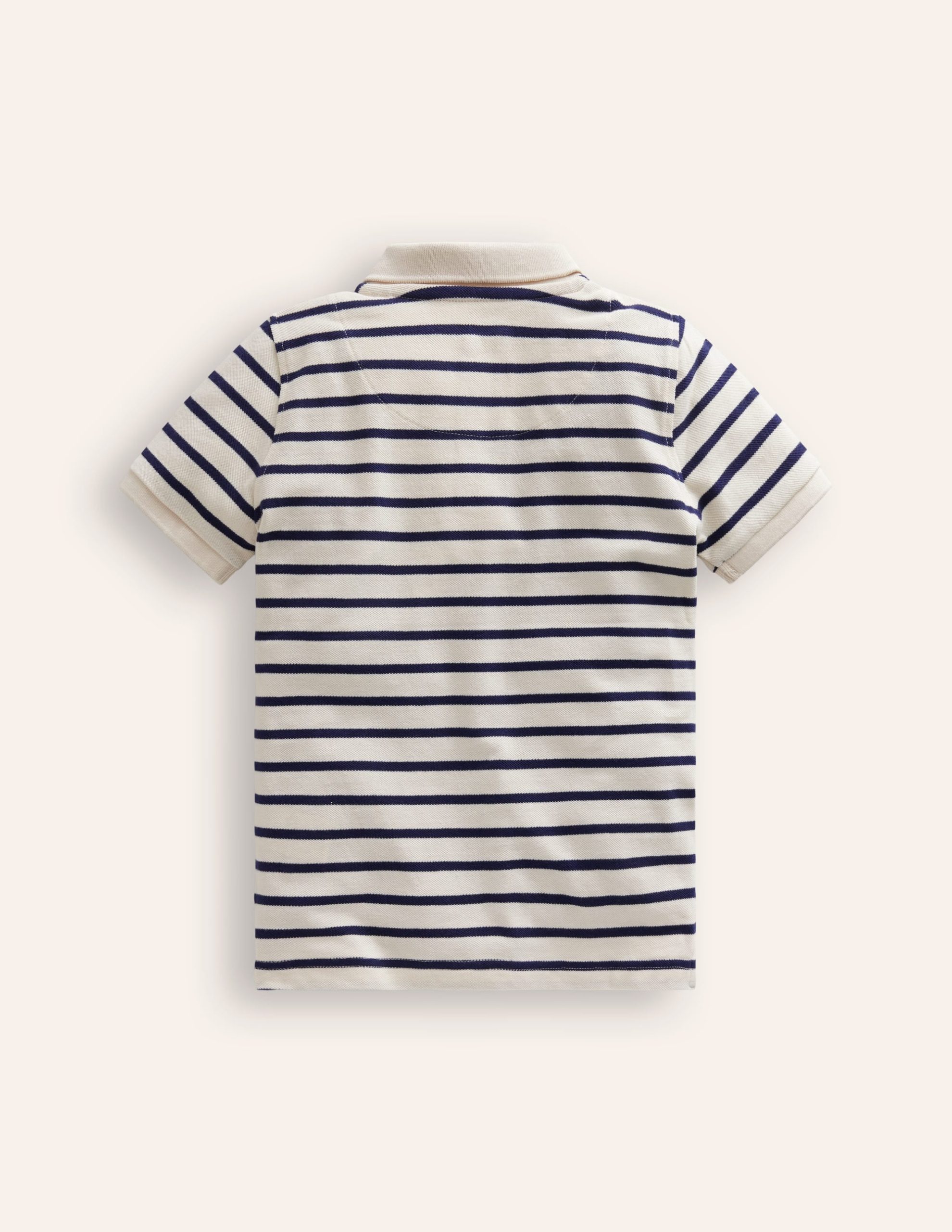 Piqu?? Polo Shirt-Ivory/College Navy - Image 2