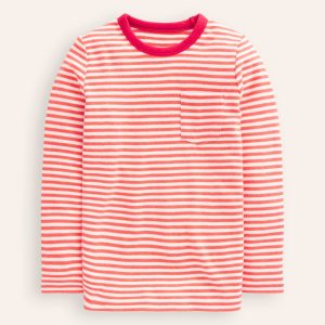 Cosy Striped Top-Ivory/Strawberry Tart Red
