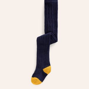 Cable Knit Tights-College Navy