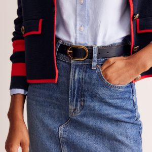 Classic Leather Belt-Navy