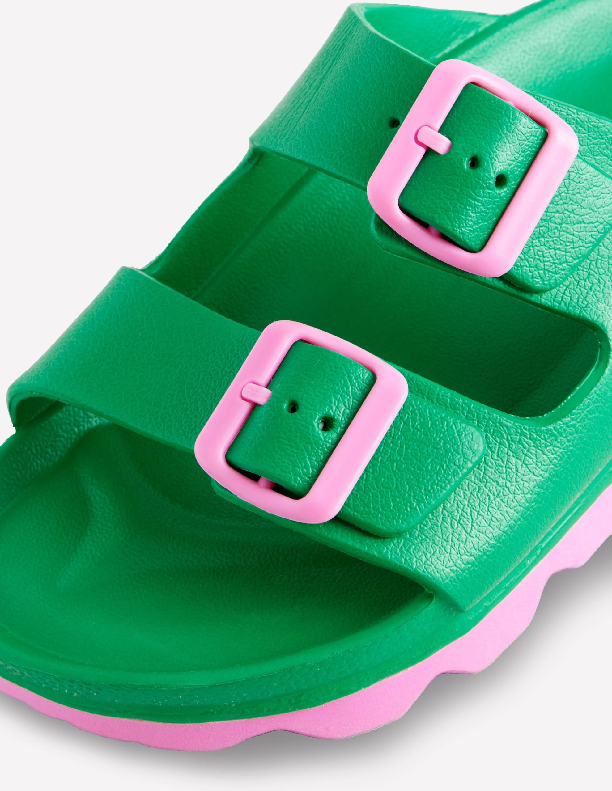 Lyla Double Buckle Sliders-Rich Emerald/Soft Pink - Image 4