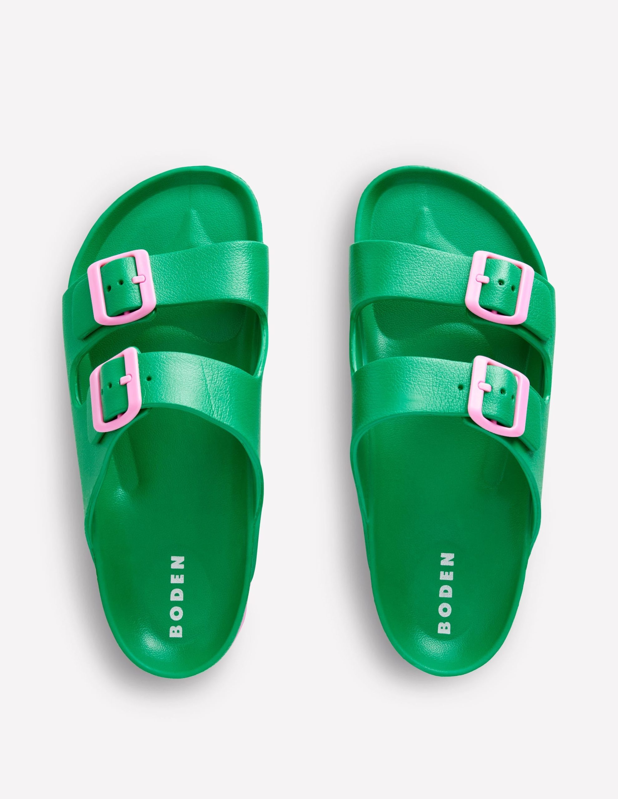 Lyla Double Buckle Sliders-Rich Emerald/Soft Pink - Image 5