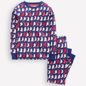Snug Glow-in-the-dark Pajamas-Twilight Blue Spooky Ghosts
