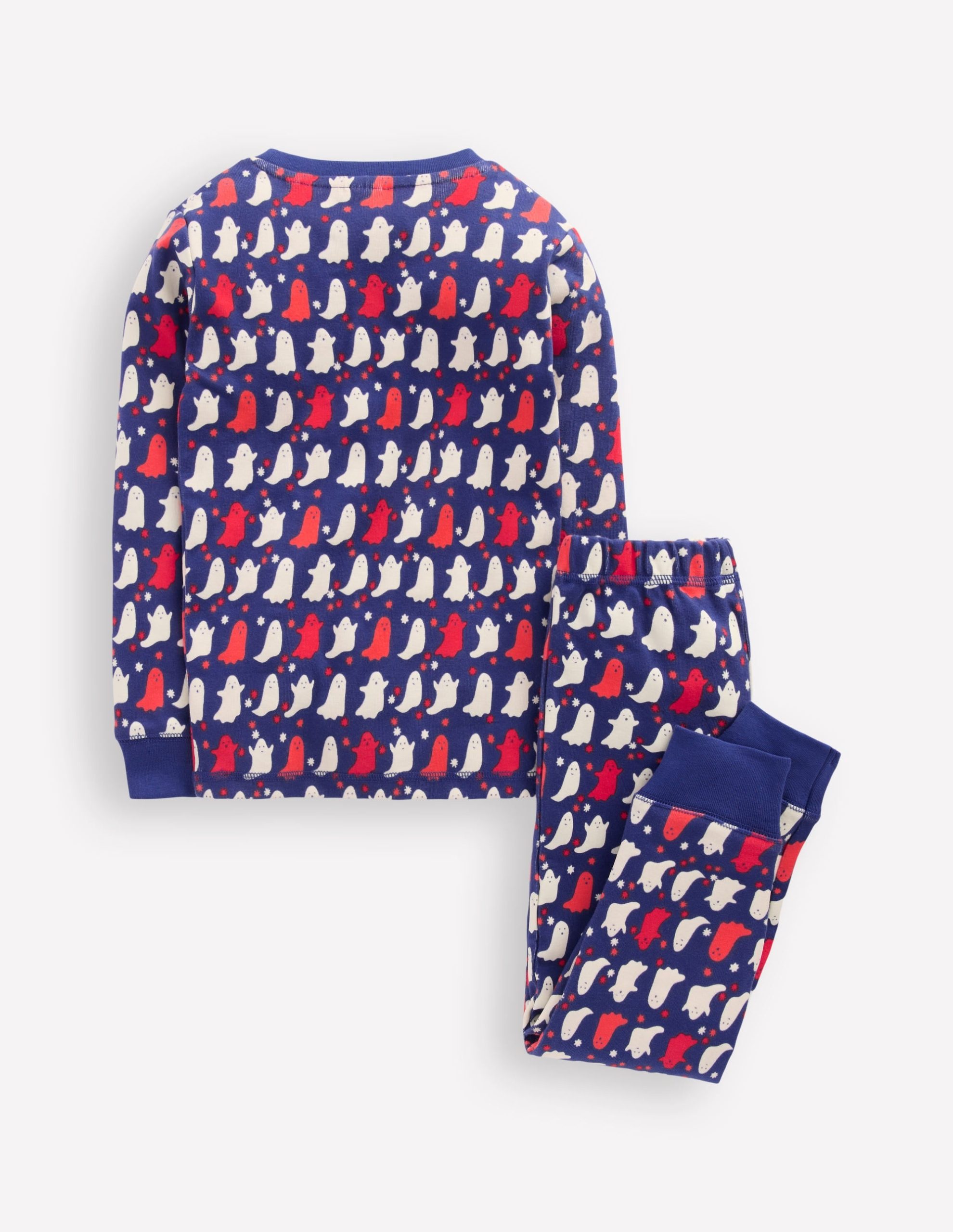 Snug Glow-in-the-dark Pajamas-Twilight Blue Spooky Ghosts - Image 2
