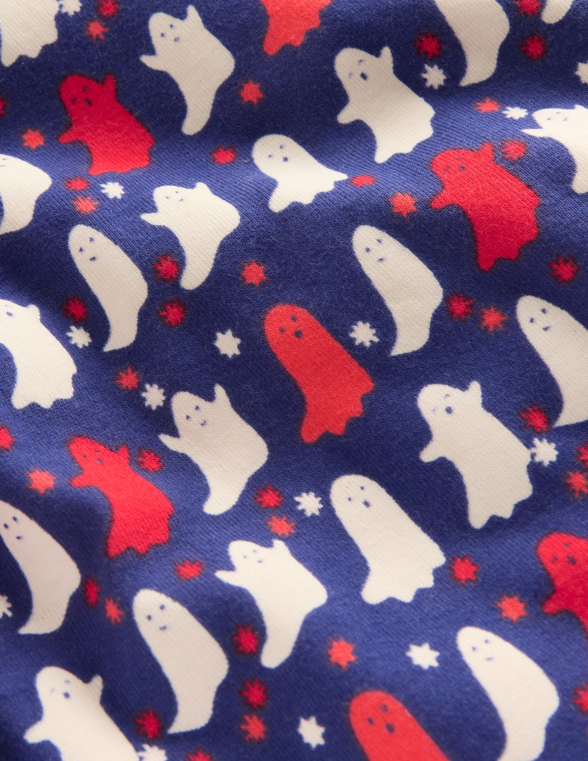 Snug Glow-in-the-dark Pajamas-Twilight Blue Spooky Ghosts - Image 3