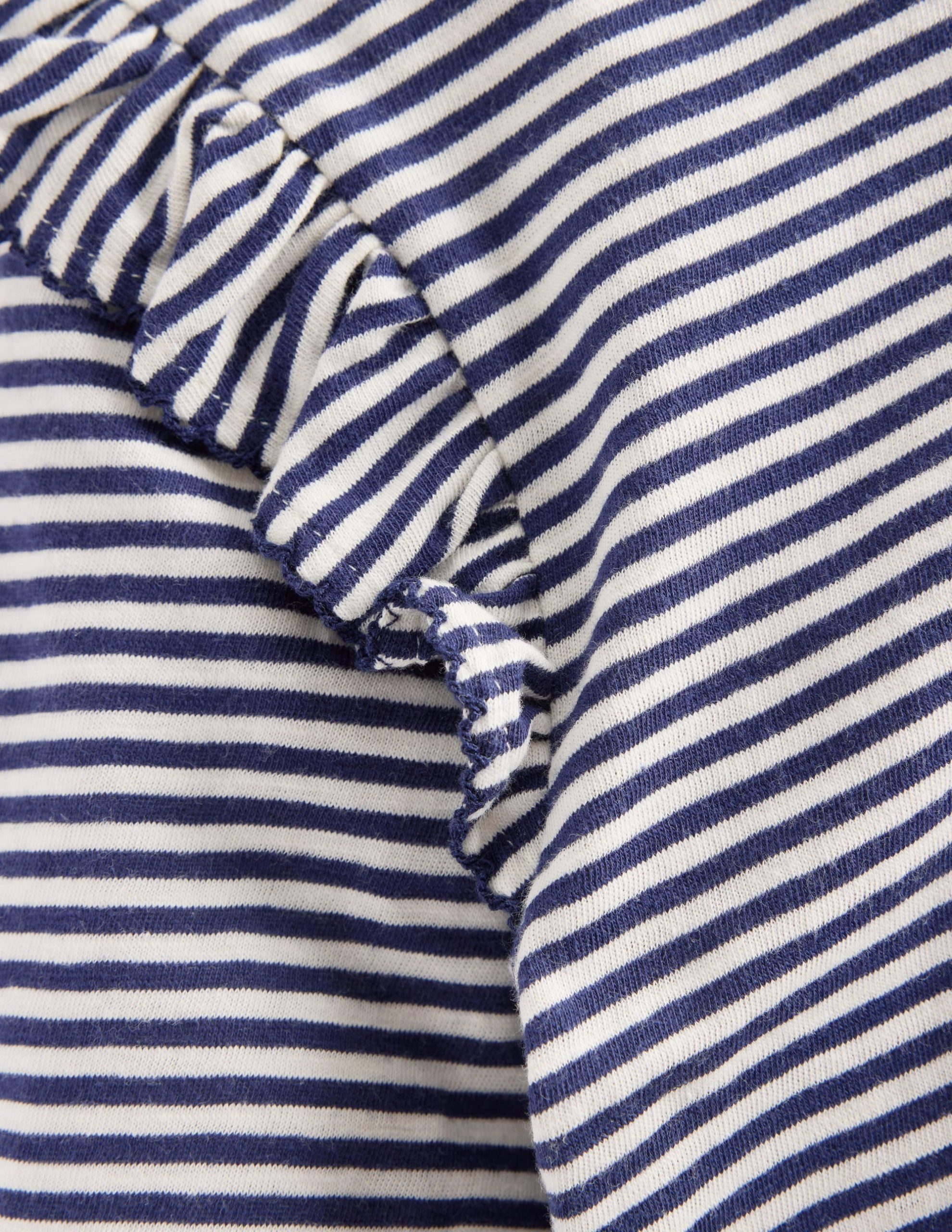 Frill Sleeve Slub Top-Soft Ivory/College Navy - Image 7