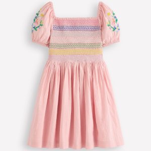 Gwendolyn Cotton Linen Dress-Pink