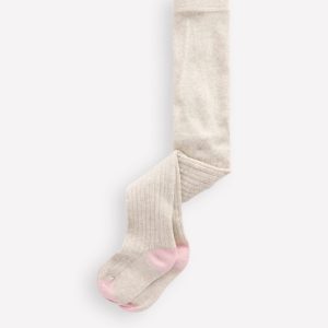Baby Ribbed Tights-Oatmeal