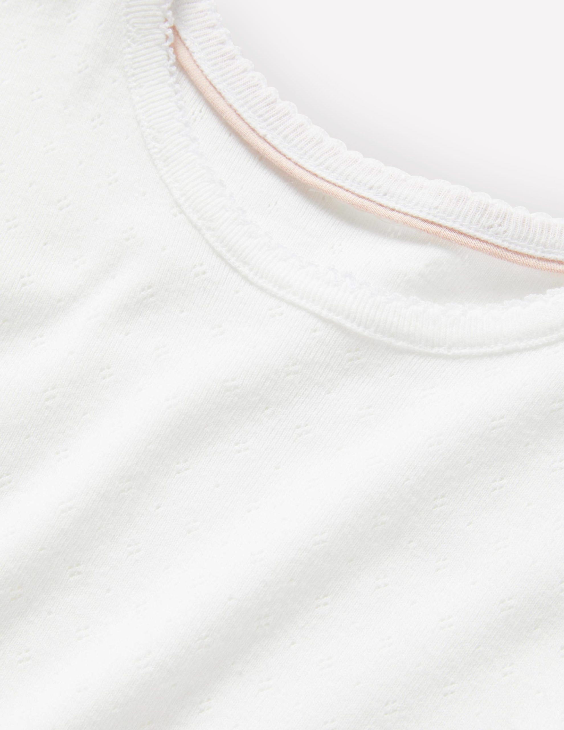 Short Sleeve Pointelle Top-White - Image 3