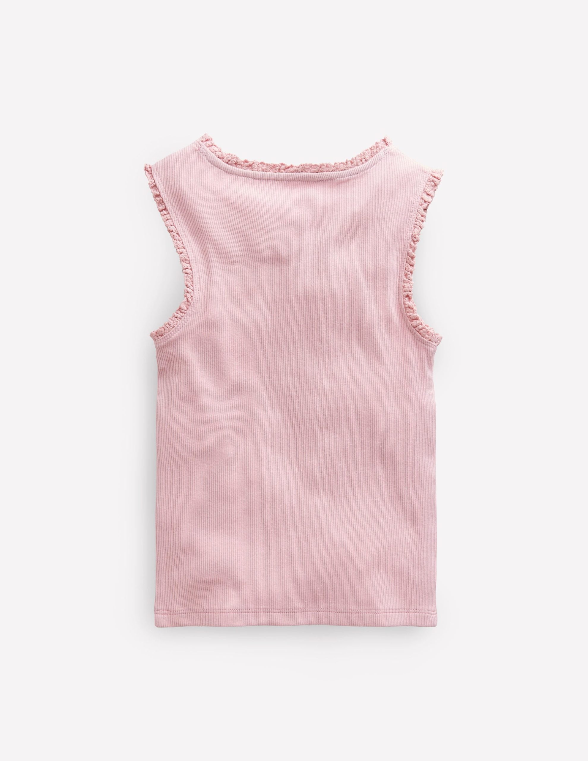 Ribbed Lace Trim Tank-French Pink - Image 2