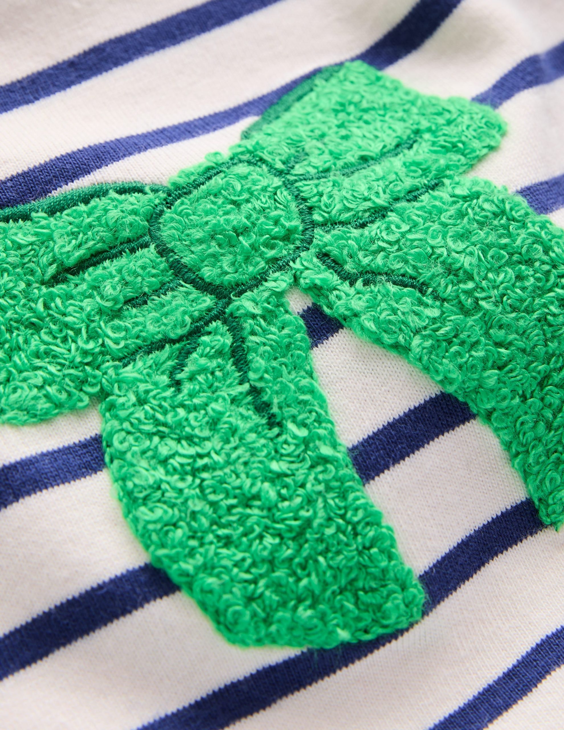 Ari Long Sleeve Boucle T-shirt-Starboard Blue / Ivory Bows - Image 3