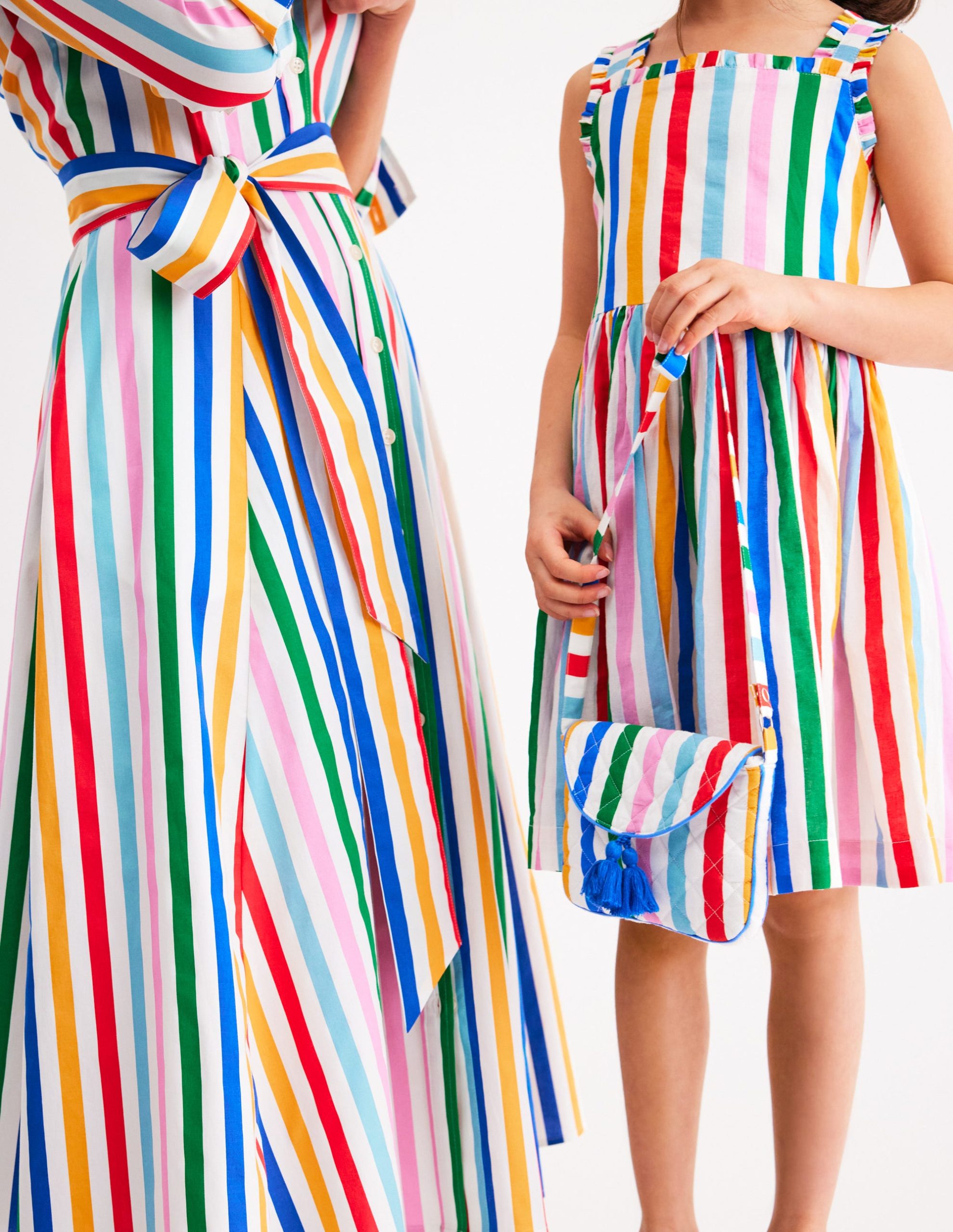 Luna Frill Strap Woven Dress-Multi Rainbow Stripe - Image 4