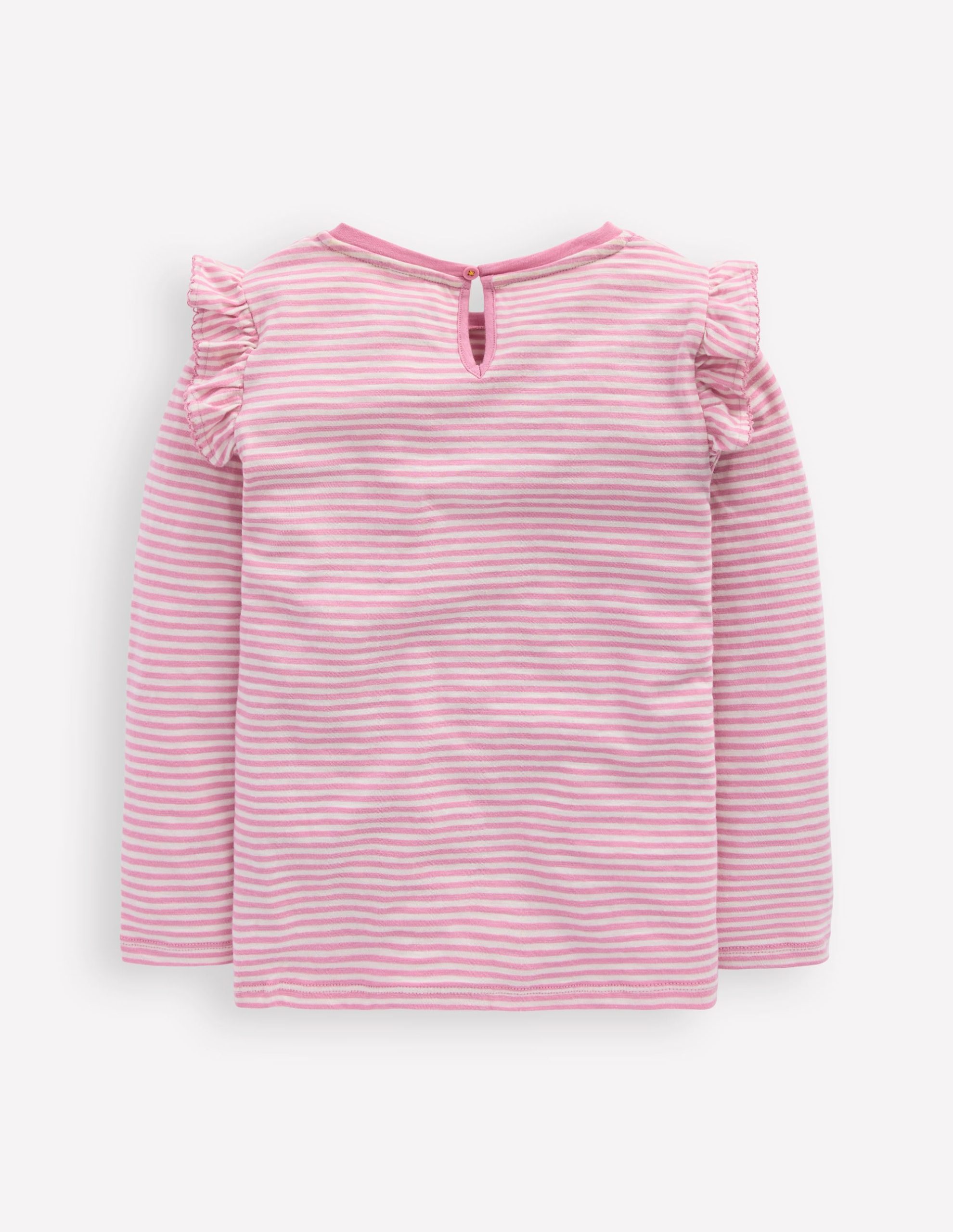 Frill Sleeve Slub Top-Soft Ivory/Pink Haze Stripe - Image 2
