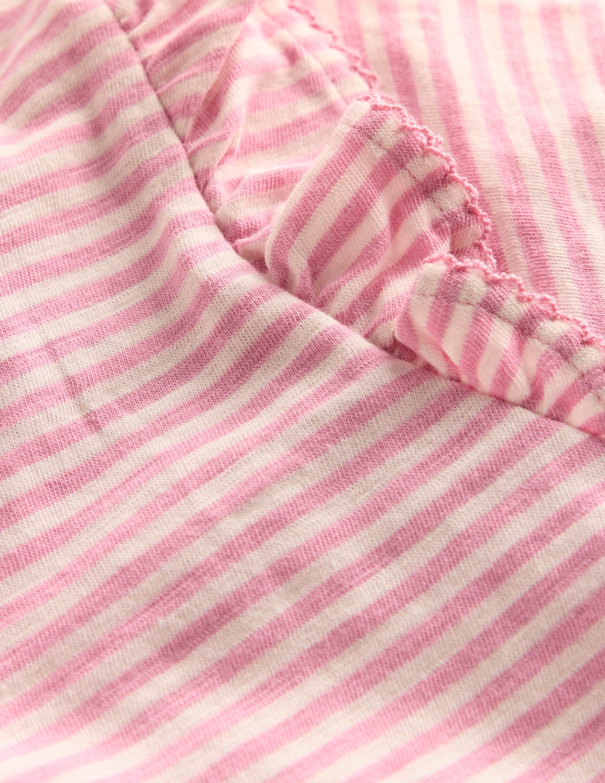 Frill Sleeve Slub Top-Soft Ivory/Pink Haze Stripe - Image 3