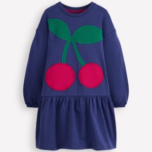 Logo Sweatshirt Dress-Starboard Blue Cherry