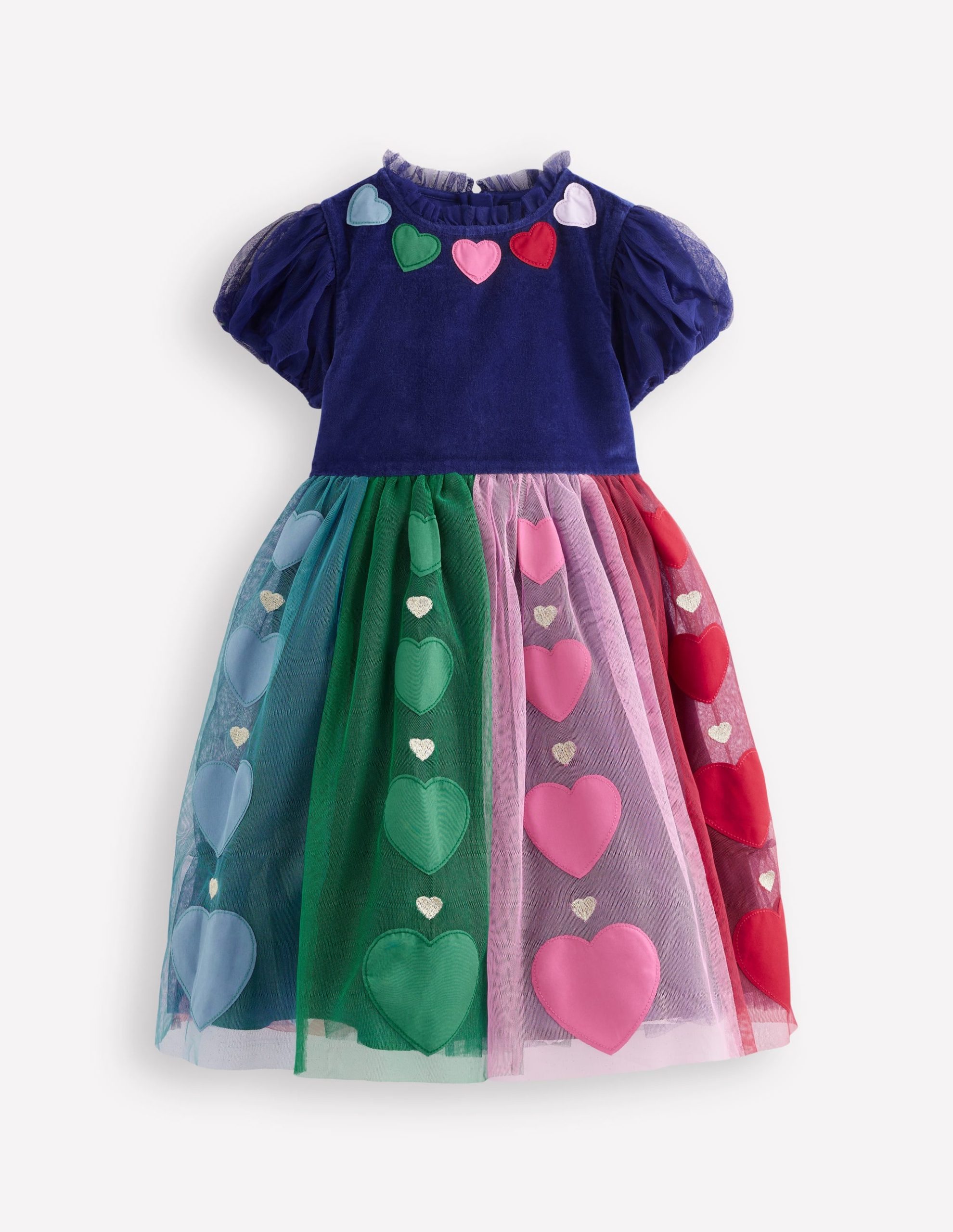 Velvet Tulle Occasion Dress-College Navy Hearts