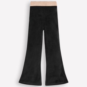 Velvet Flared Leggings-Black