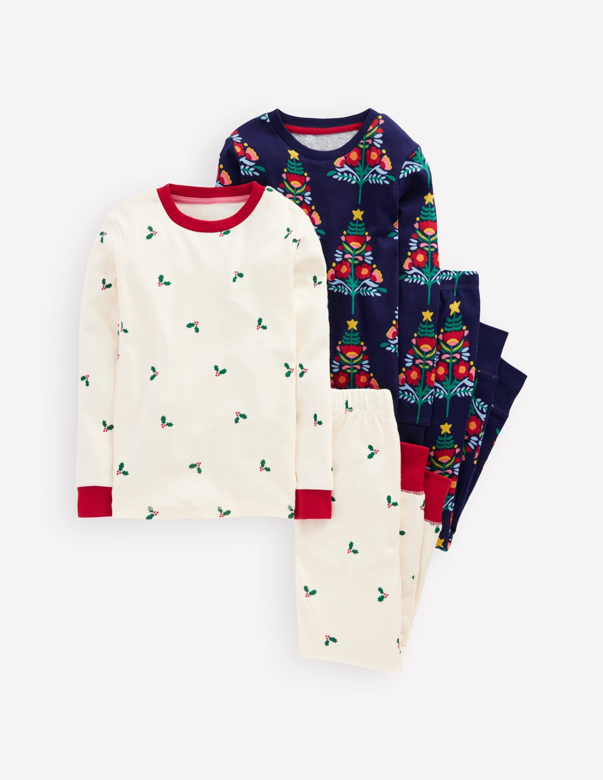 Twin Pack Snug Pajamas-College Navy Christmas Trees