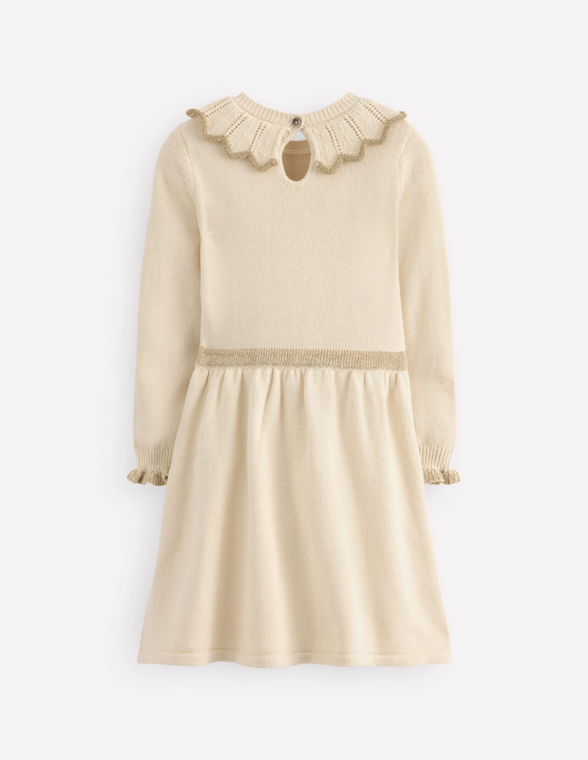 Pretty Collared Knitted Dress-Soft Ivory - Image 2
