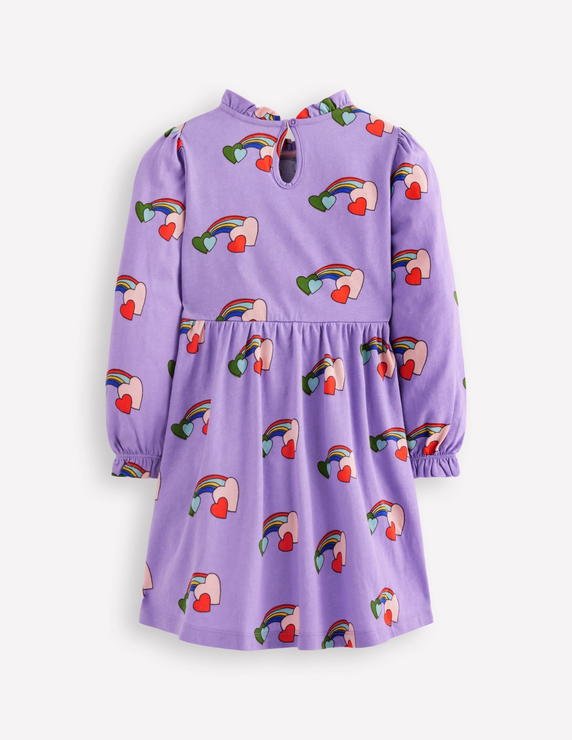 Blouson Sleeve Jersey Dress-Purple Love Rainbow - Image 2