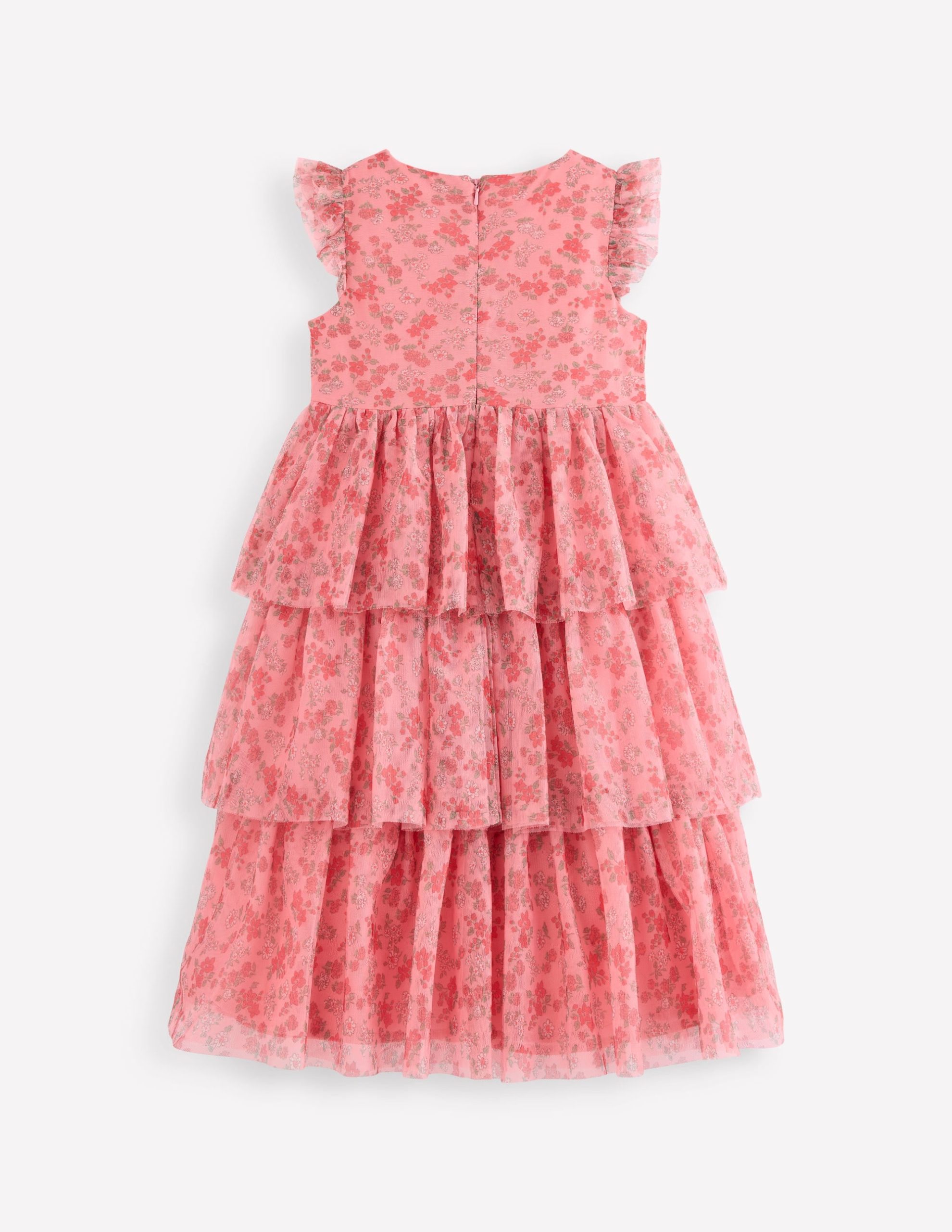 Heart Tulle Dress-Salmon Pink Meadow Floral - Image 2