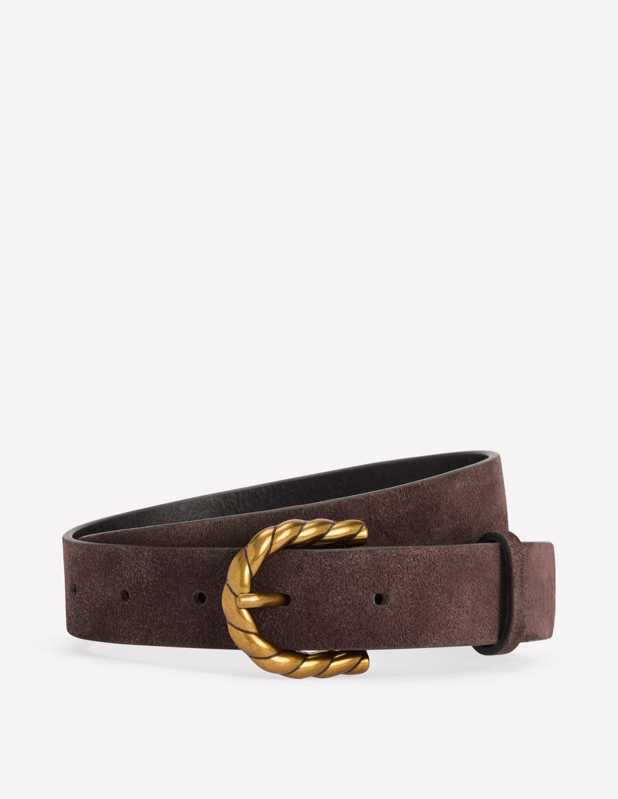 Twist Buckle Belt-Bitter Chocolate Suede