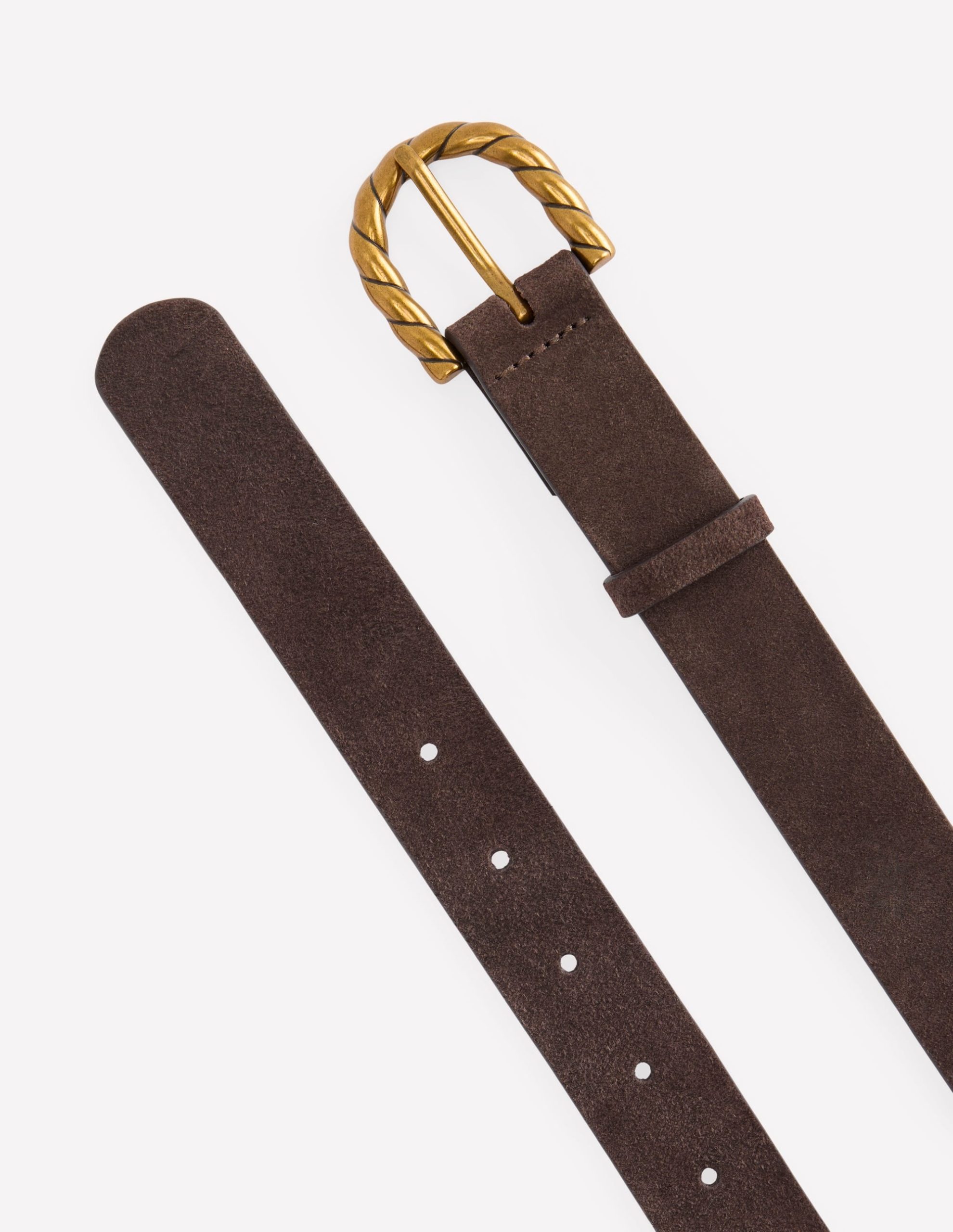 Twist Buckle Belt-Bitter Chocolate Suede - Image 3