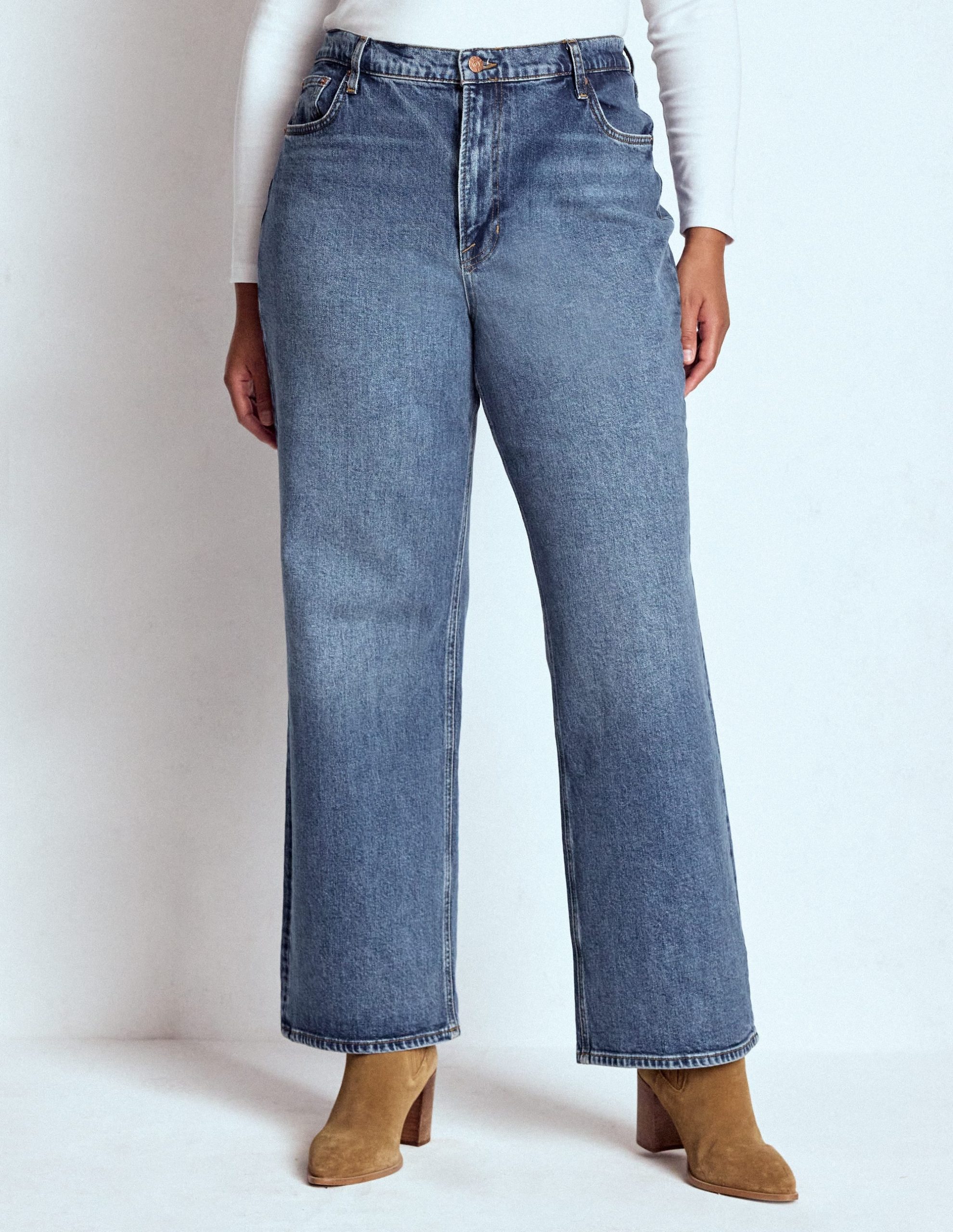 High Rise Column Leg Jeans-Mid Vintage - Image 8