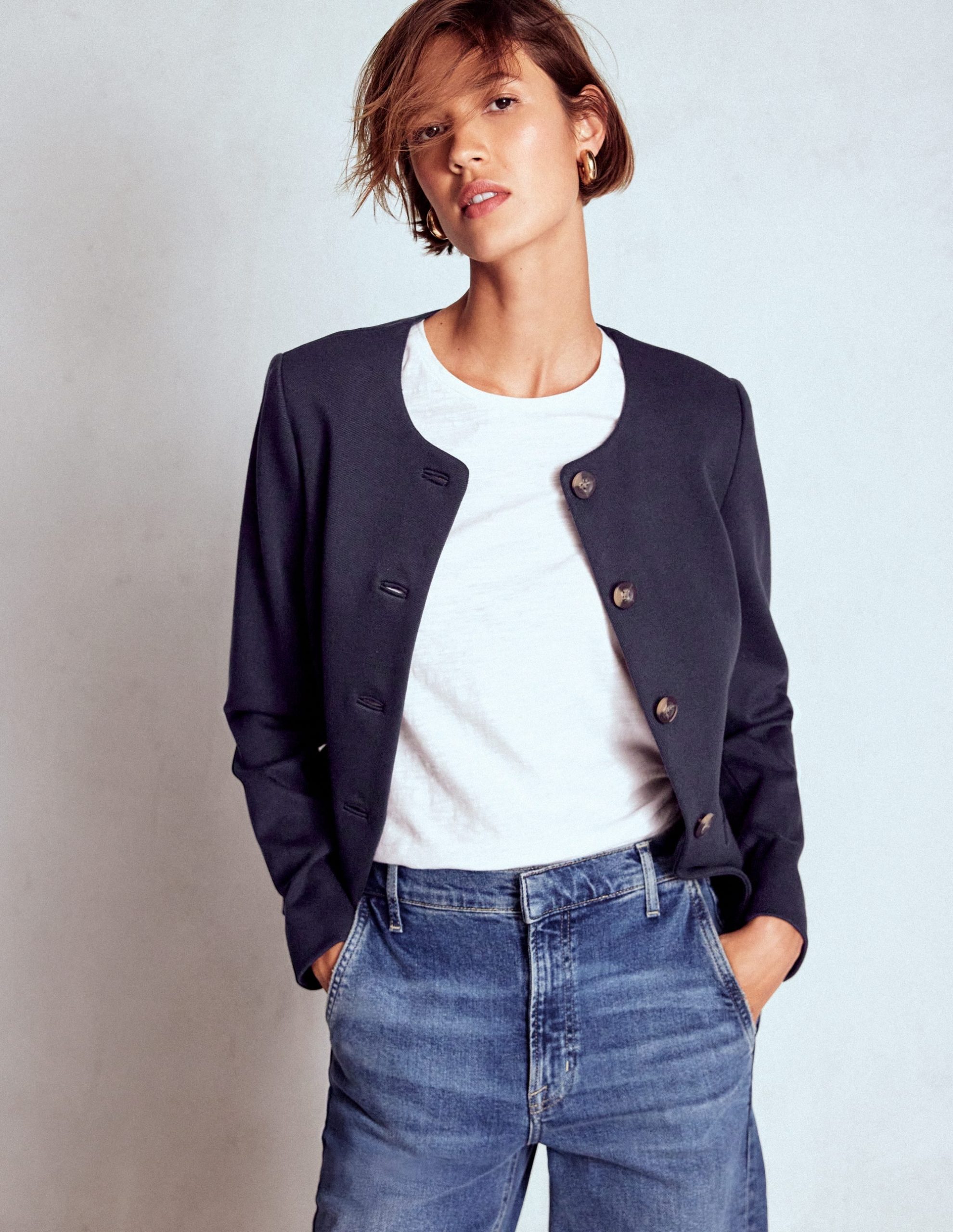 Hampstead Ponte Twill Blazer-Navy - Image 4