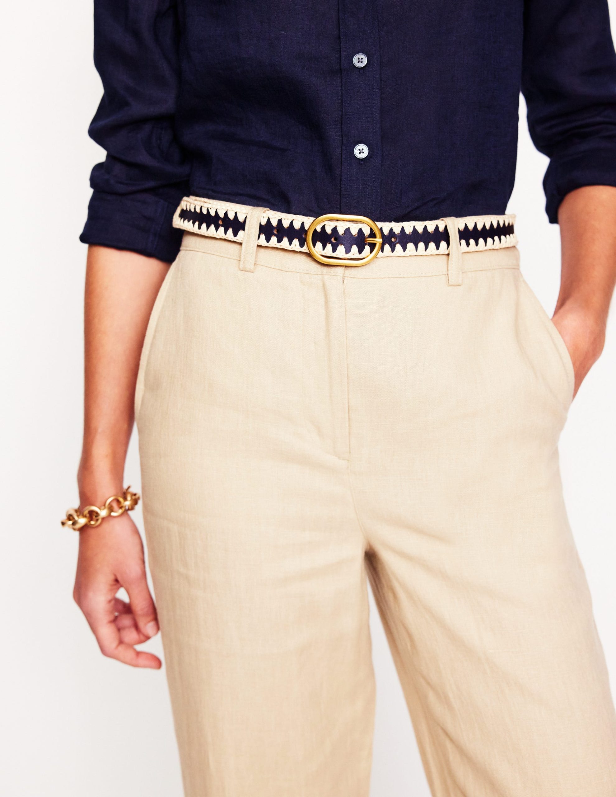 Whipstitch Classic Belt-Navy/Ivory - Image 2