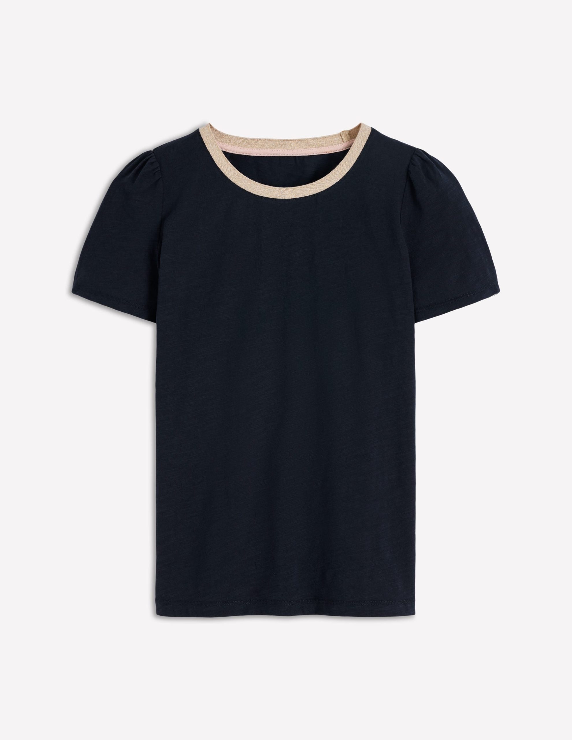 Metallic Trim T-Shirt-Navy - Image 4