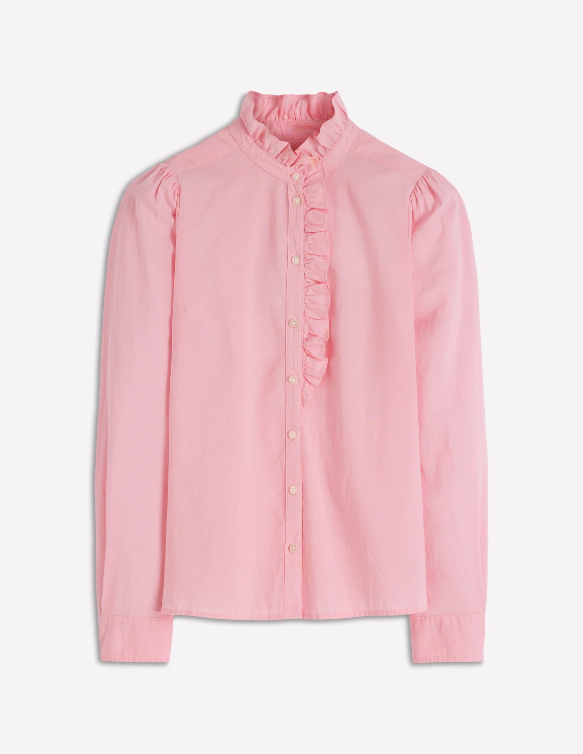 Isabel Ruffle Cotton Shirt-Spring Blossom Pink - Image 5