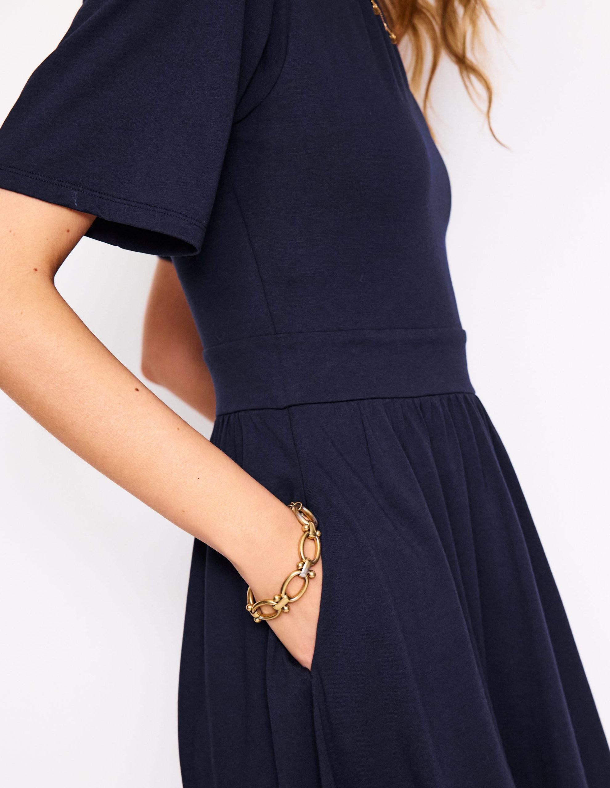 Louisa Short Jersey Dress-Navy - Image 2