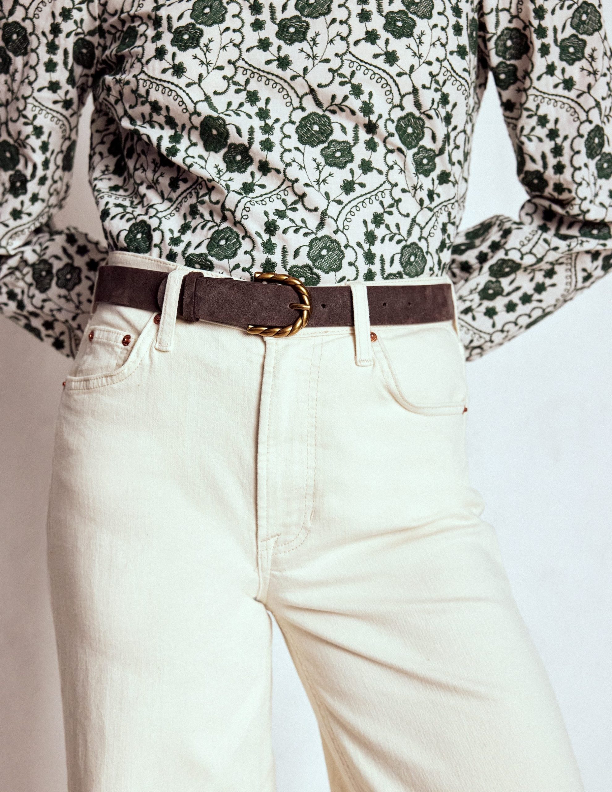 Twist Buckle Belt-Bitter Chocolate Suede - Image 2