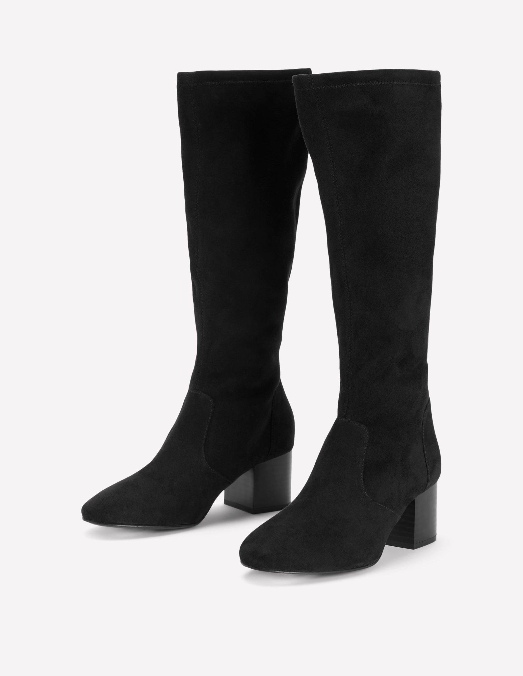 Block Heel Stretch Boots-Black - Image 3