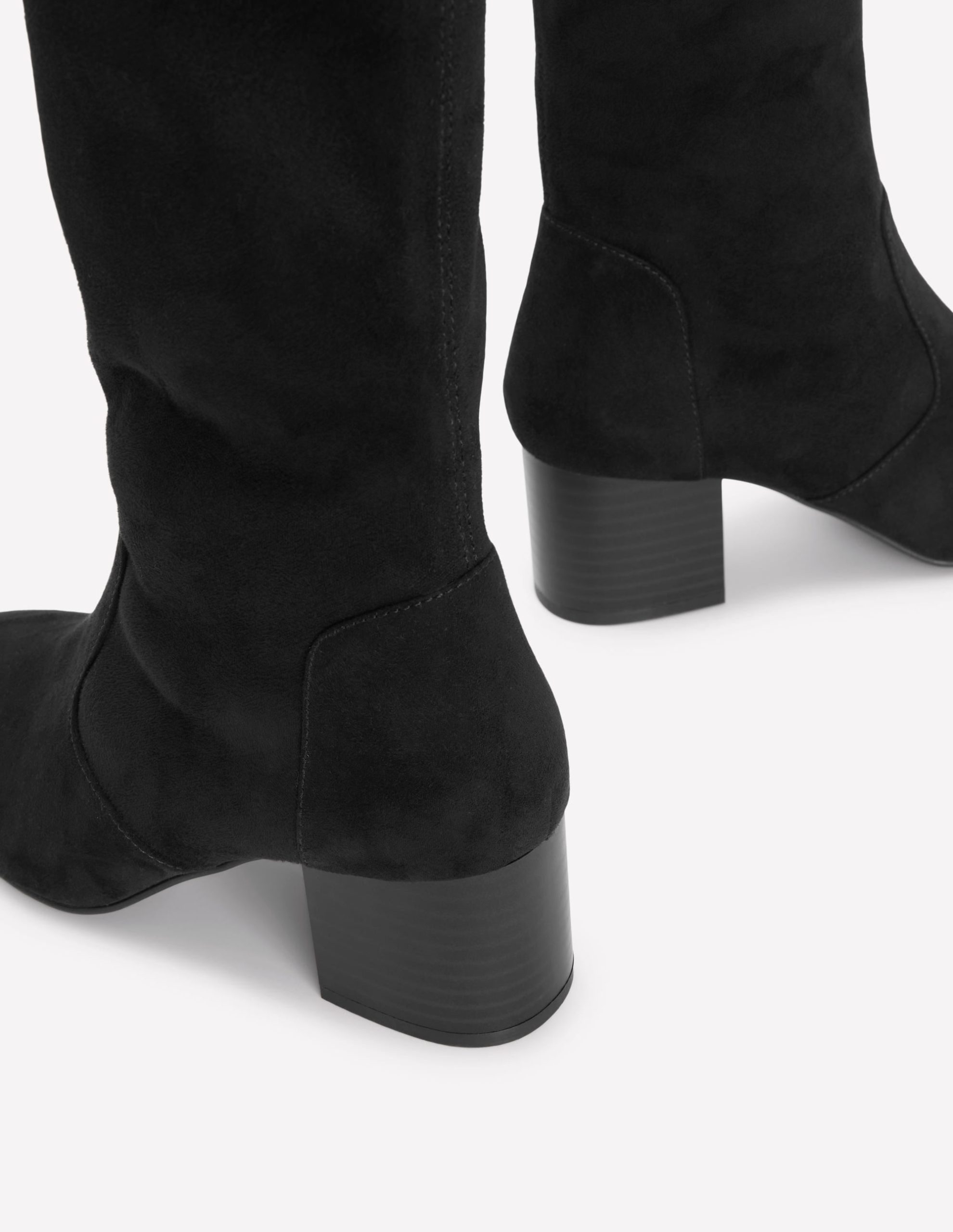 Block Heel Stretch Boots-Black - Image 4