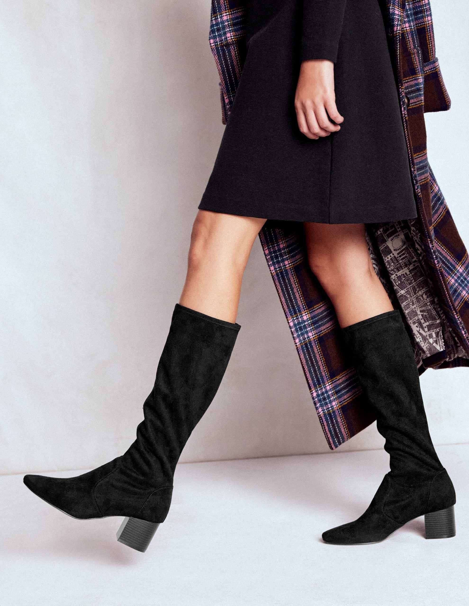 Block Heel Stretch Boots-Black - Image 2