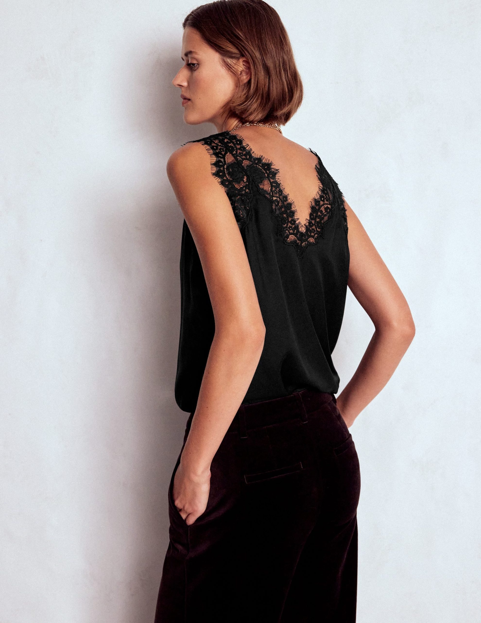Ara Silk Blend Lace Cami-Black - Image 3