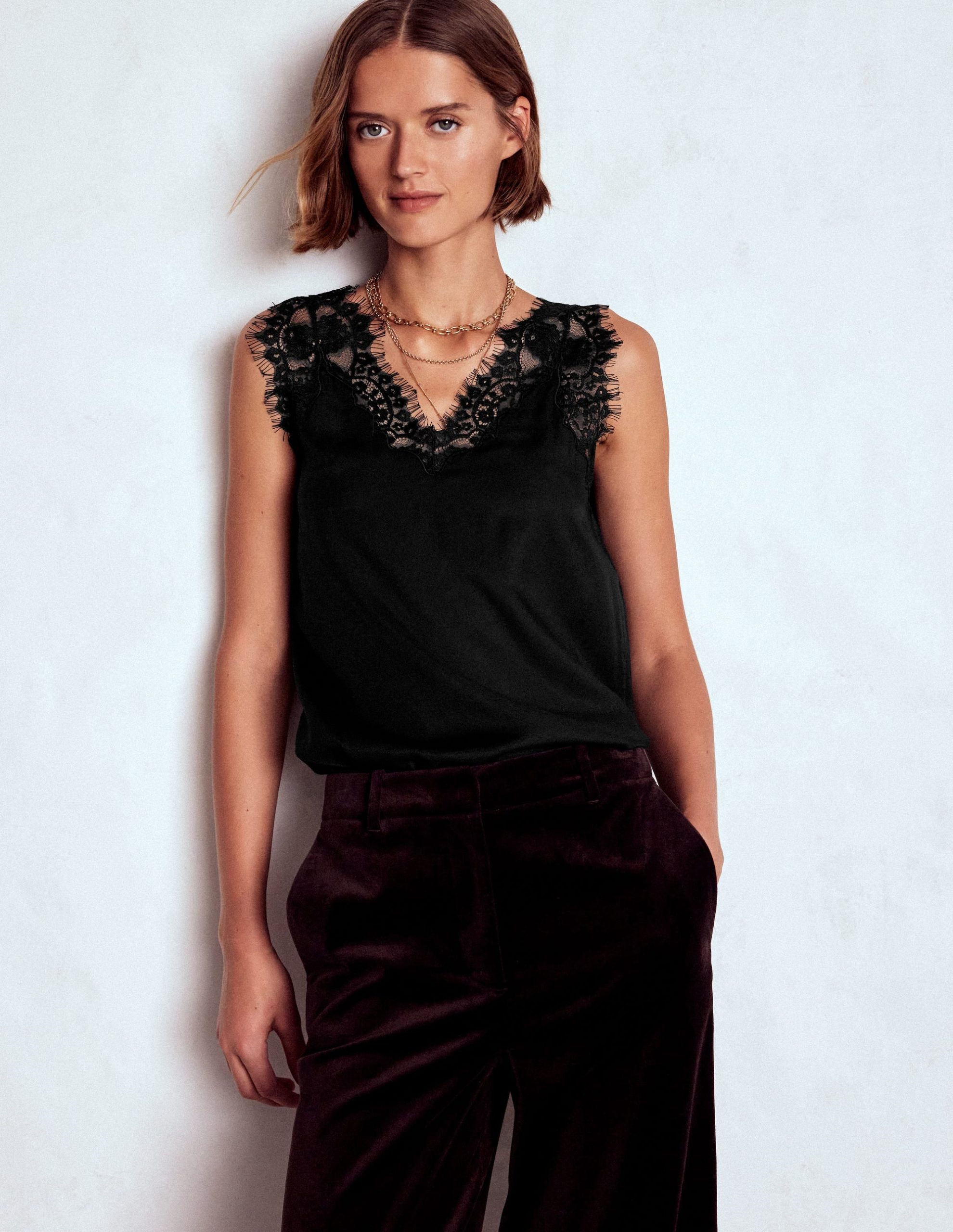 Ara Silk Blend Lace Cami-Black - Image 4
