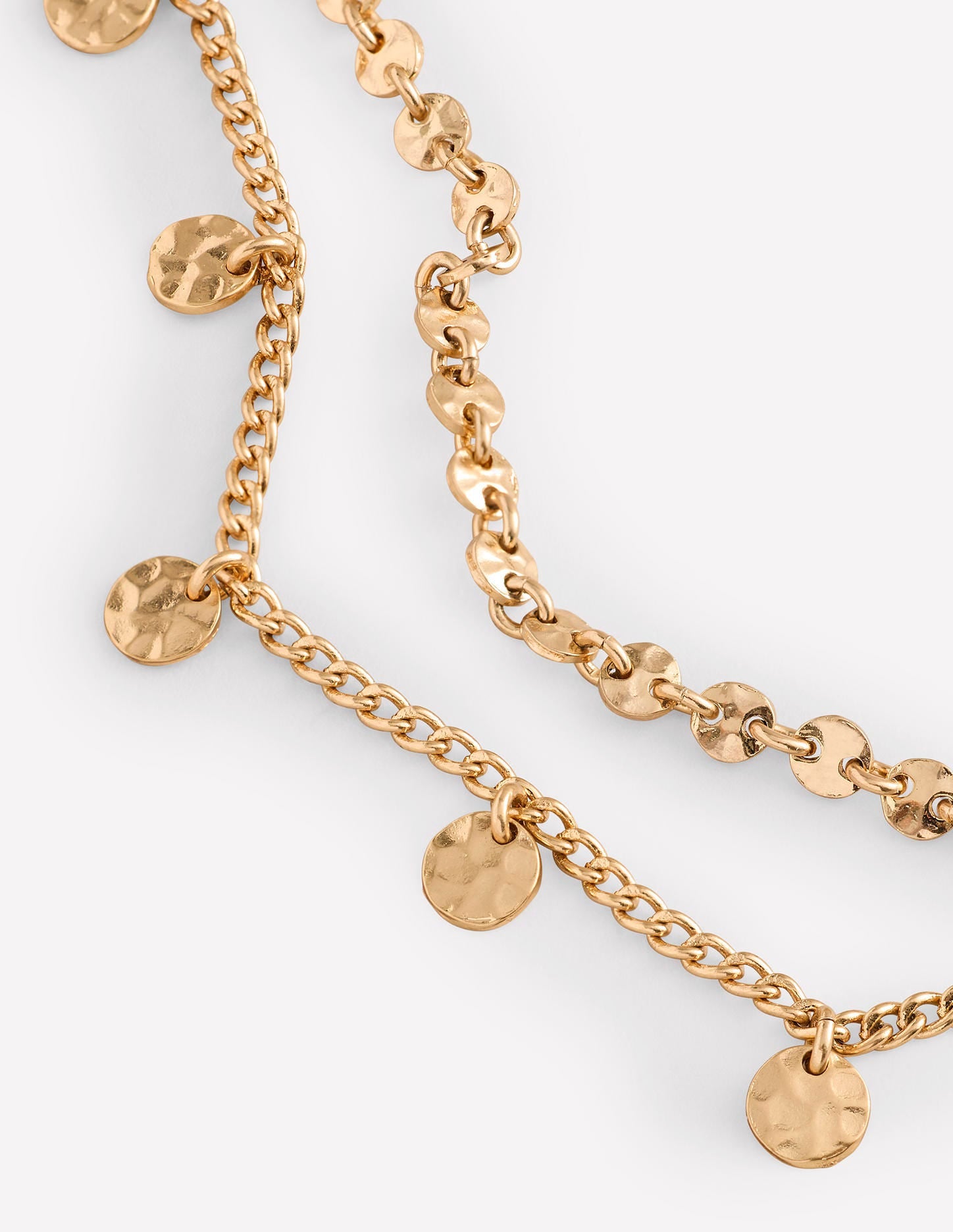 Hammered Disk Layered Necklace-Gold Colour - Image 3