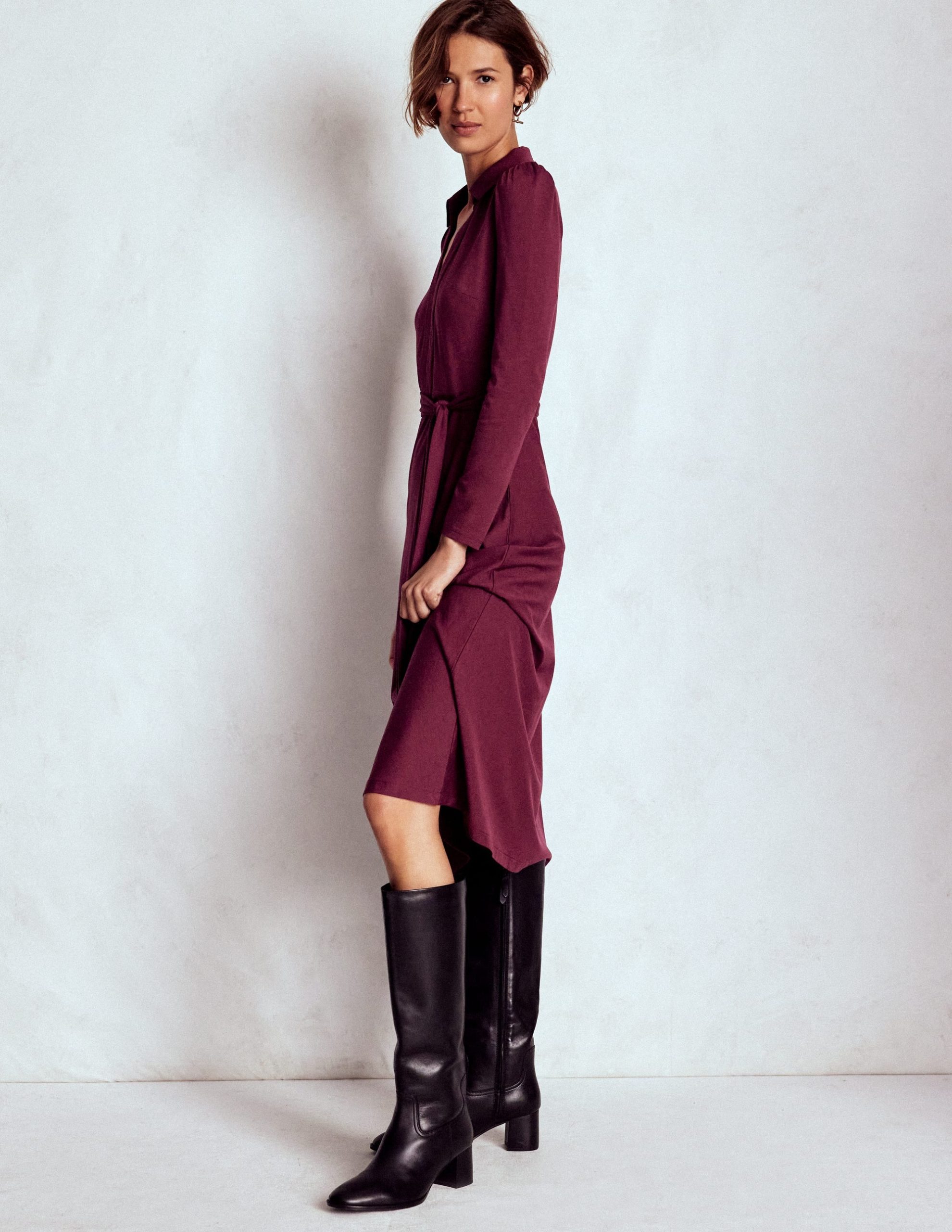Imogen Collared Jersey Dress-Deep Wisteria - Image 4