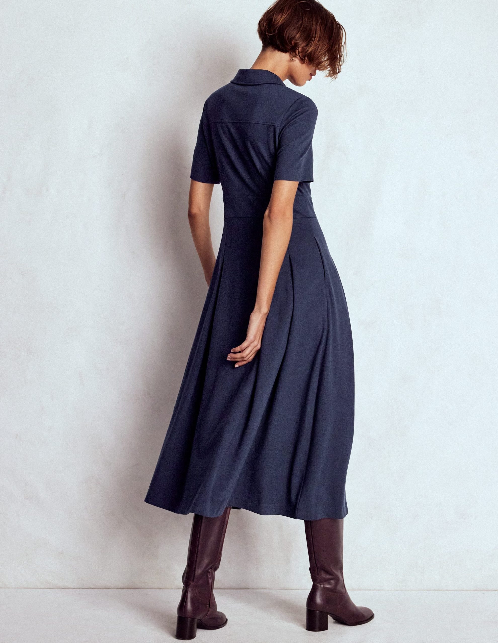 Bridget Ponte Shirt Dress-Navy - Image 4