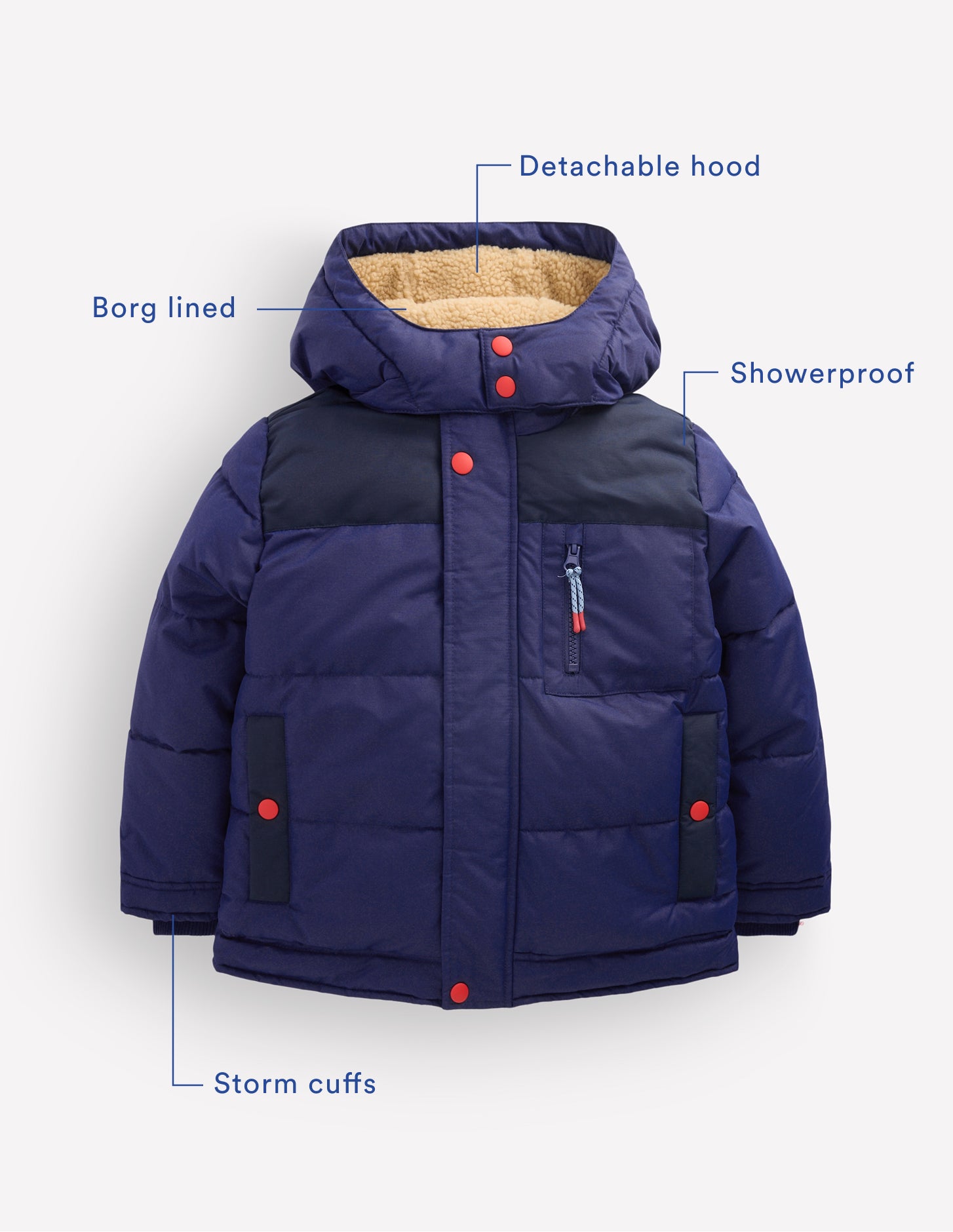 Borg Lined Puffer Coat-College Navy - Image 4