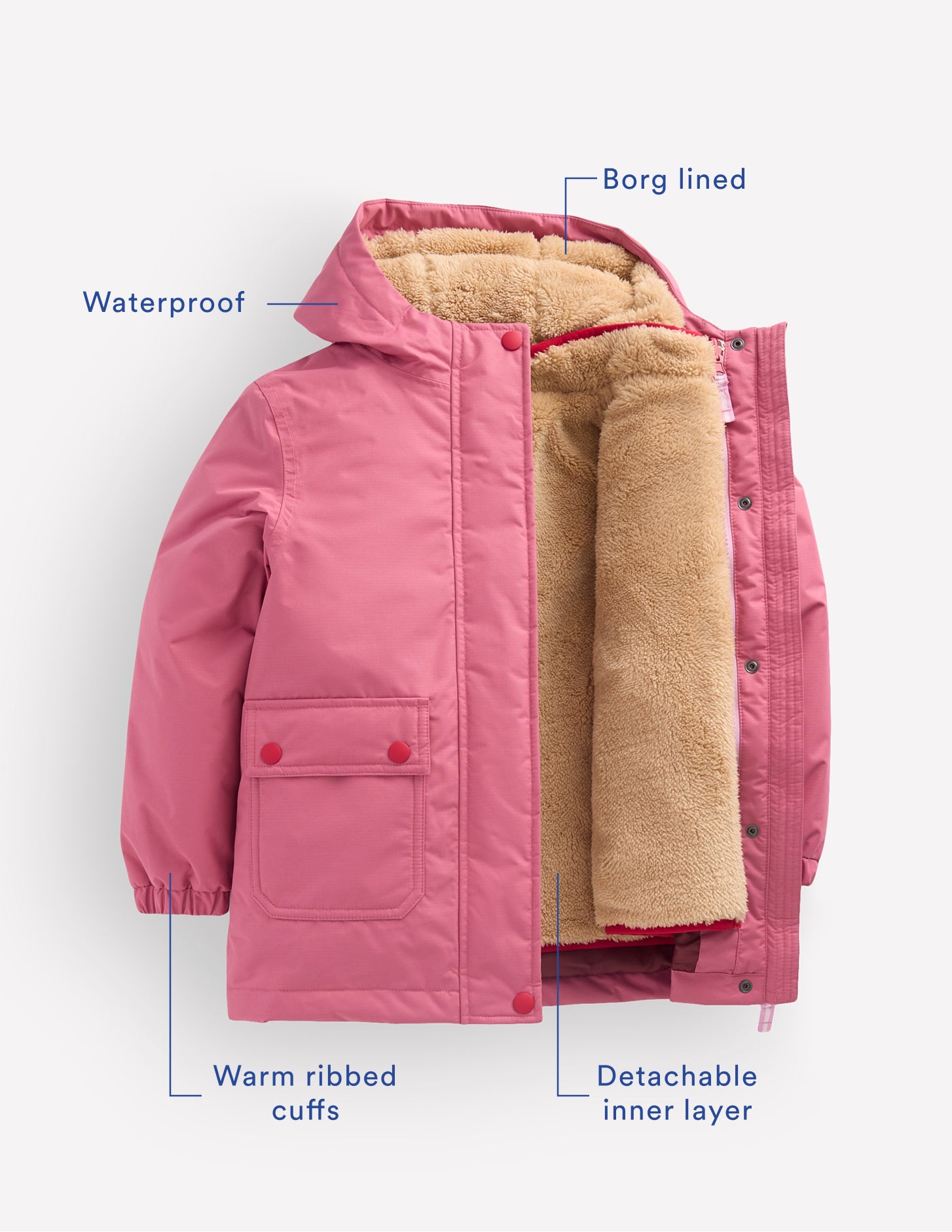 4-in-1 Waterproof Coat-Pink Heather - Image 4