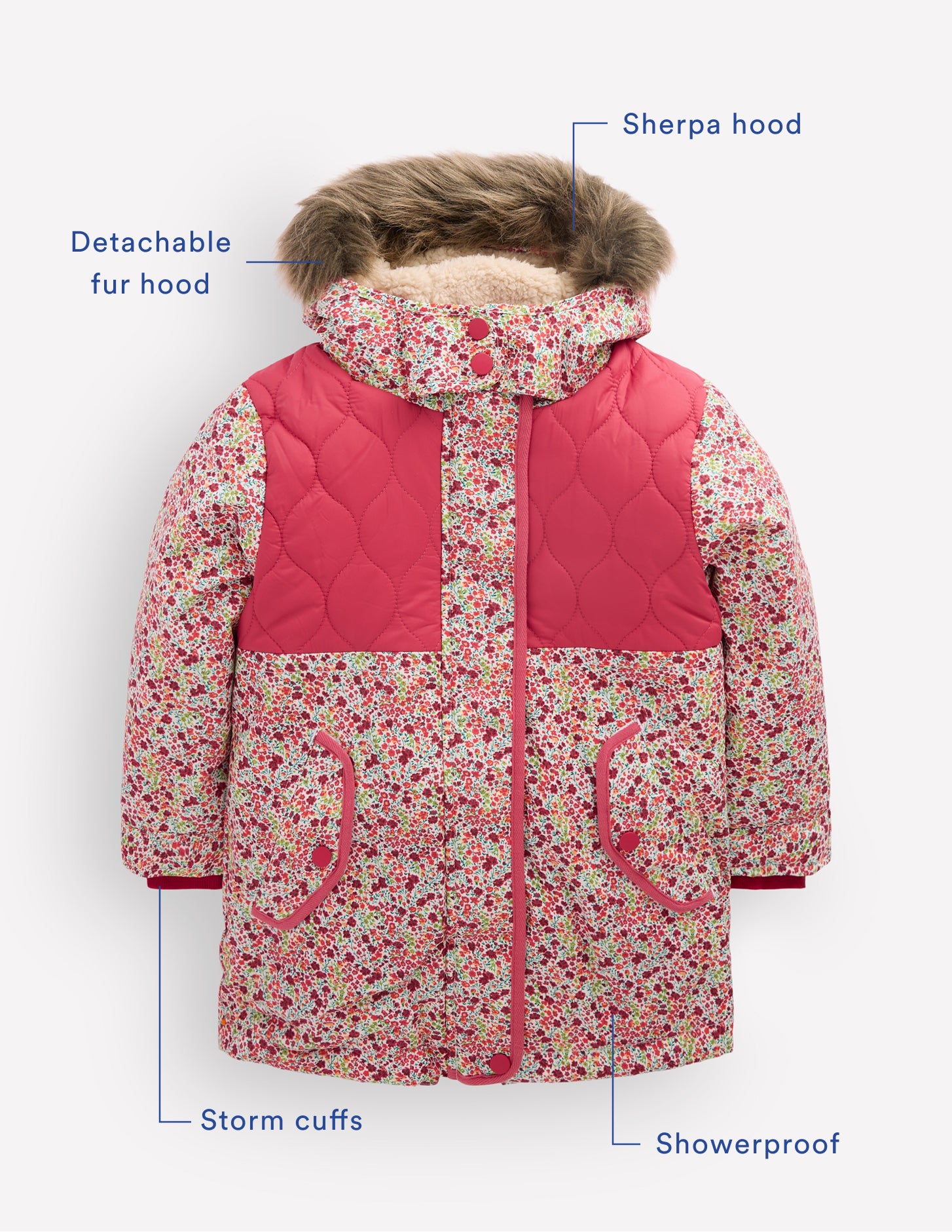 Joni Quilted Parka Coat-Floral - Image 3