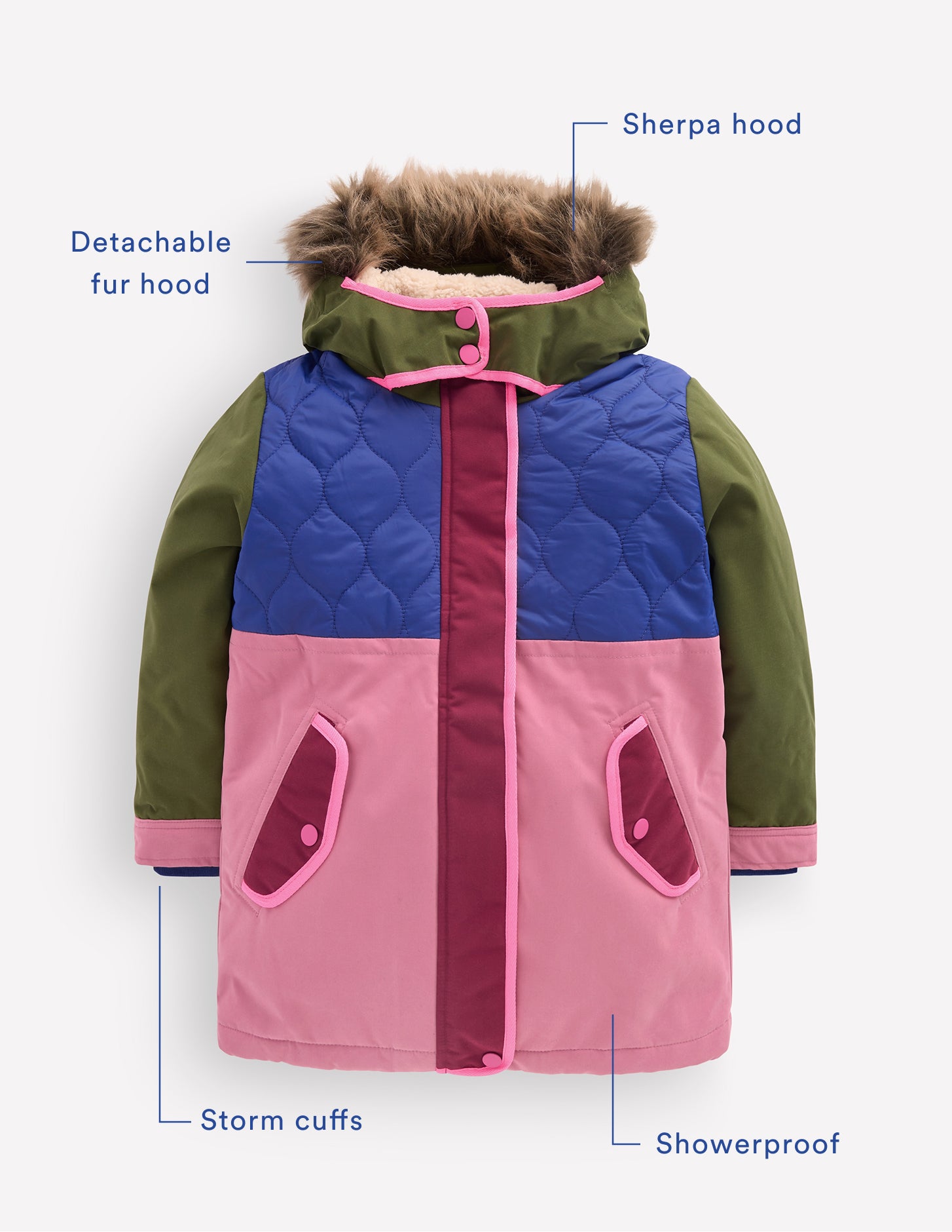 Joni Quilted Parka Coat-Multi Colourblock - Image 3