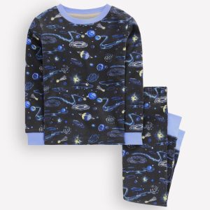 Snug Long John Pajamas-Shadow Grey Constellation