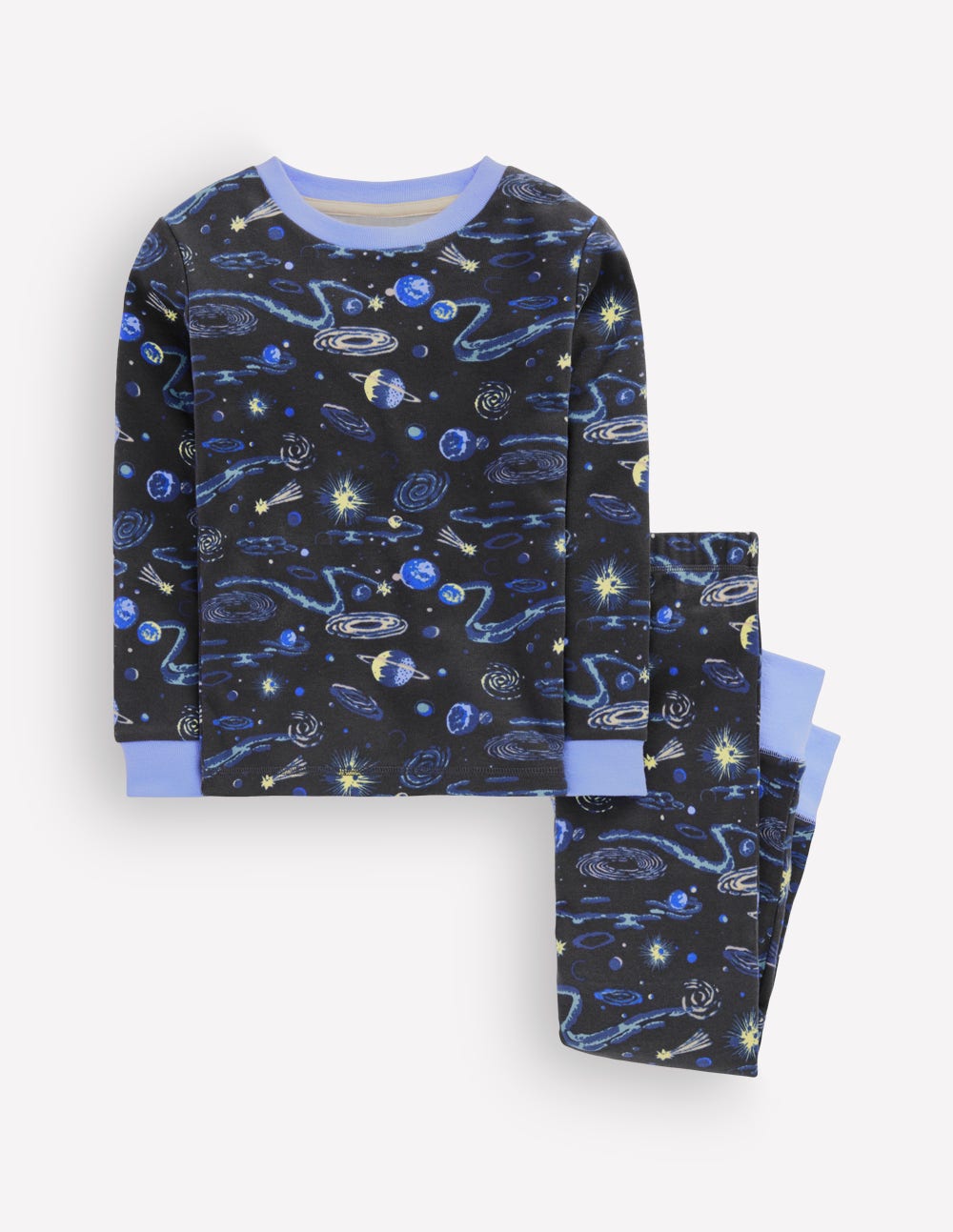 Snug Long John Pajamas-Shadow Grey Constellation