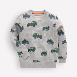Everyday Printed Sweatshirt-Grey Marl Vehicle