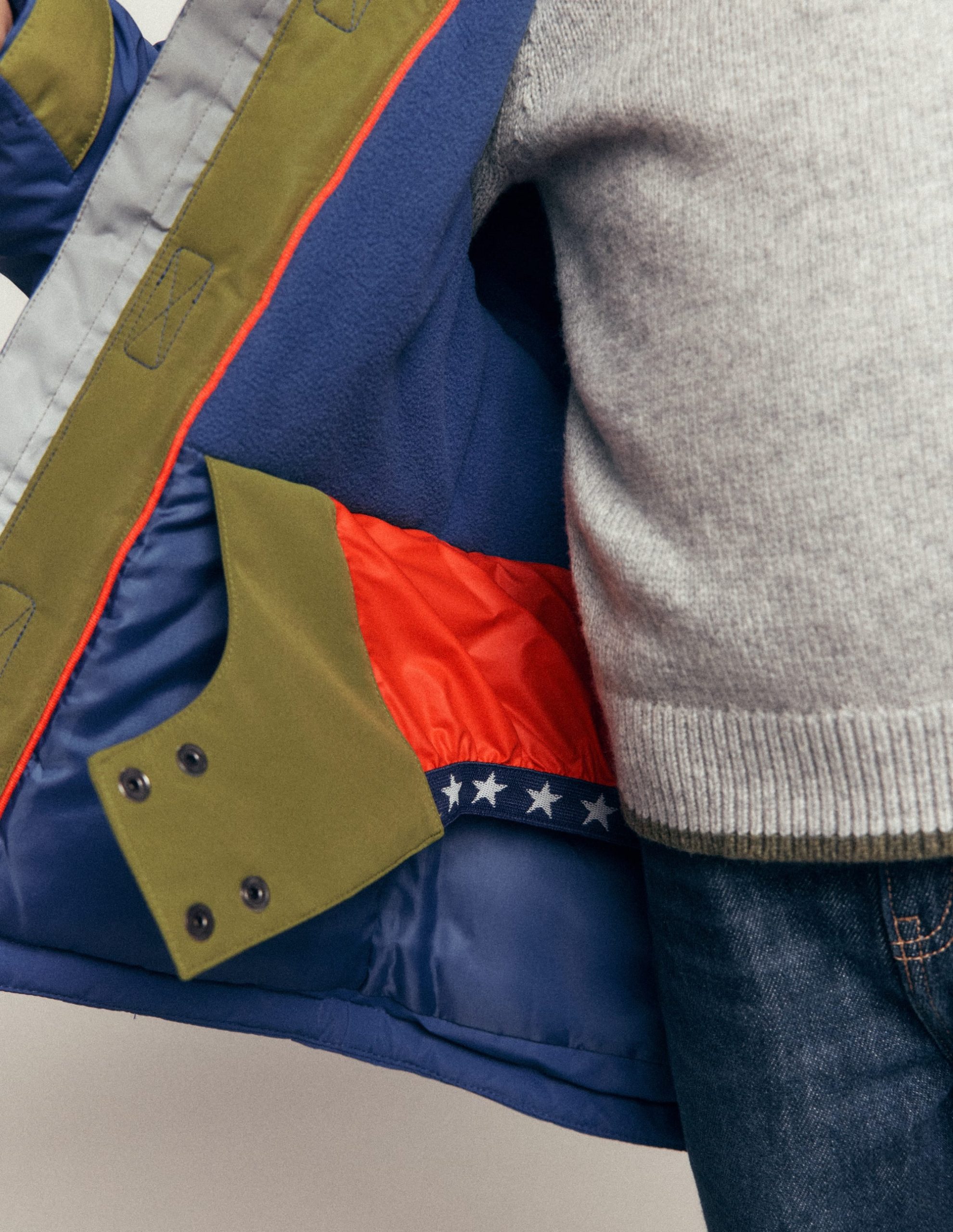 All-weather Waterproof Coat-Khaki Colour Block - Image 4